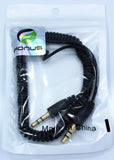 3.5mm Audio Cable Aux-in Car Stereo Speaker Cord - Coiled - Black - Fonus D03