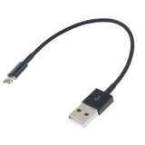 Extra Short USB to Lightning Cable Charger Cord - Black - P14