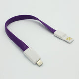 Short USB to Lightning Cable Charger Cord - Flat Magnetic - Purple - E21
