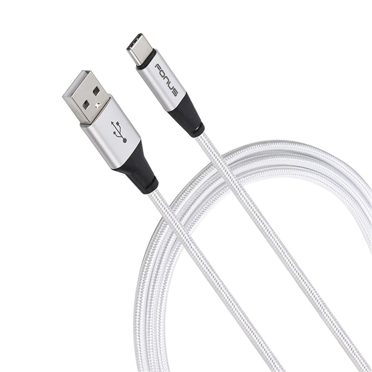 6ft USB-C Cable Charger Cord - Braided - White - Fonus R09 – uzid
