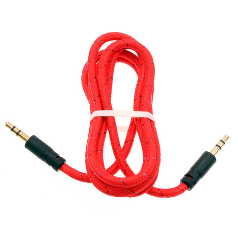 3.5mm Audio Cable Aux-in Car Stereo Speaker Cord - Braided - Red - Fonus M98