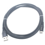 10ft Long USB-C Cable Charger Power Cord - Braided - Black - Fonus L64