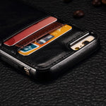 Leather Case Luxury Wallet Cover Credit Card ID Slot Stand - Black - Selna N19