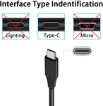 3ft and 6ft Long USB-C Cables Fast Charge TYPE-C Cord Power Wire Data Sync High Speed - ZDY74