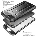 Hybrid Case Rugged Holster Swivel Belt Clip - Built-in Screen Protector - Black - Selna L02