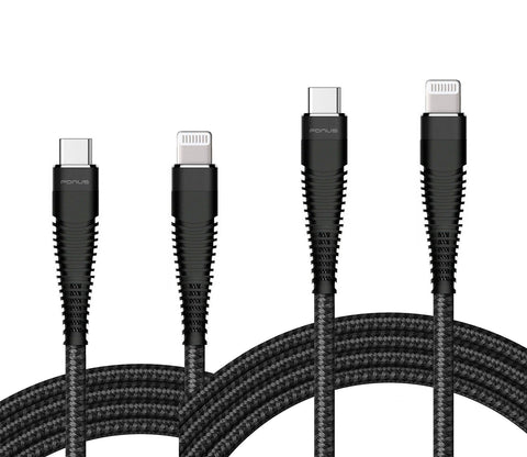 6ft and 10ft Long PD USB-C Cables Fast Charge Power Cord Type-C to iPhone Wire Sync Braided - ZDY57