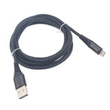Fonus 6ft Long MFI Certified USB to Lightning Cable - Braided - Black - M39