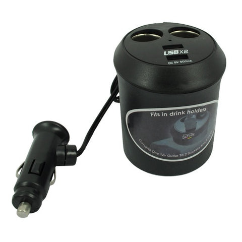 Cup Holder DC Socket Adapter Car Charger - 2-Port USB - Fonus A63
