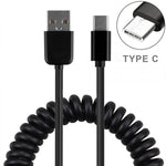 6ft USB-C Cable Charger Power Cord - Coiled - Black - Fonus F48