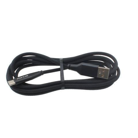 6ft USB-C Cable Charger Cord - Cotton Braided - Black - Fonus K96