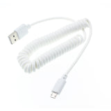 Micro USB Cable Charger Cord - Coiled - White - Fonus K04