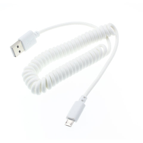 Micro USB Cable Charger Cord - Coiled - White - Fonus K04