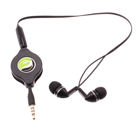 Retractable Earphones 3.5mm Headphones - In-Ear Earbuds - Black - Fonus F93