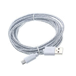 10ft Micro USB Cable Charger Cord - Braided - White - Fonus S50
