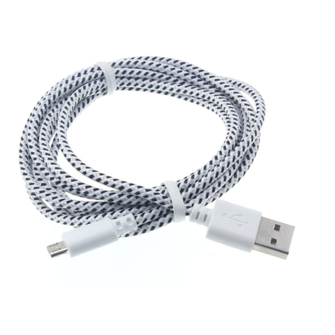 6ft Micro USB Cable Charger Cord - Braided - White - Fonus F71