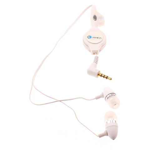 Retractable Earphones 3.5mm Headphones - Metal Earbuds - White - Xenda D57