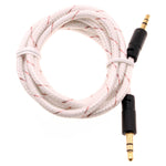 3.5mm Audio Cable Aux-in Car Stereo Speaker Cord - Braided - White - Fonus P06