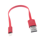 Short USB to Lightning Cable Charger Cord - Flat - Red - C06