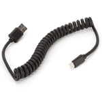 USB to Lightning Cable Charger Cord - Coiled - Black - D94