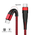 6ft and 10ft Long PD USB-C Cables Fast Charge Power Cord Type-C to iPhone Wire Sync Red Braided - ZDY56