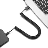 Coiled USB Cable Charger Cord Micro-USB to USB-C Adapter Power Wire Sync Black - ZDK81