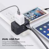 International World Travel Charger Adapter Plug 2-Port USB - J69