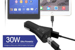 30W Fast Car Charger 2-Port USB Quick Charge - Smart Detect - Fonus K66