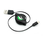 Retractable Micro USB Cable Charger Cord - Black - Fonus C92