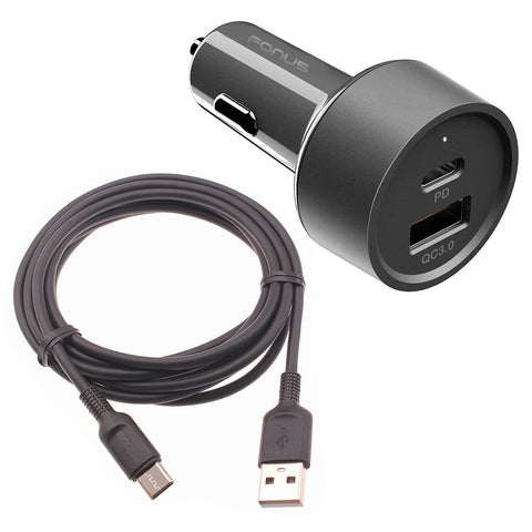 Quick Car Charger 36W 2-Port USB Cable Type-C PD Power Adapter - ZDE16