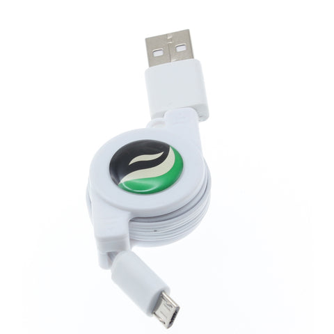 Retractable Micro USB Cable Charger Cord - White - Fonus C65
