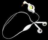 Retractable Earphones 3.5mm Headphones - In-Ear Earbuds - White - Fonus B80