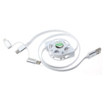 3-in-1 Retractable USB Cable Charger Cord - White - Fonus R29
