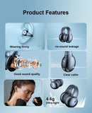 Wireless Ear-Clip TWS Earphones Bluetooth Earbuds Bone Conduction Headphones True Stereo Charging Case Hands-free Mic - ZDZ30