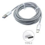 6ft USB-C Cable Charger Cord - Braided - White - Fonus C02