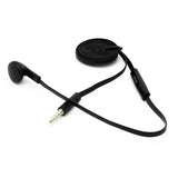Mono Earphone 3.5mm Headphone - Flat Wired - Single Earbud - Black - Fonus J88